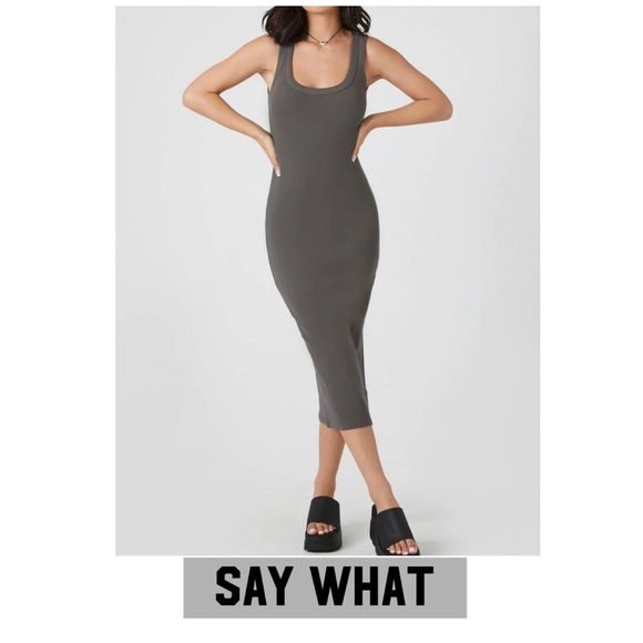 Say What? Dresses & Skirts - Say What gray Razorback tank midi
body con dress size XL ￼